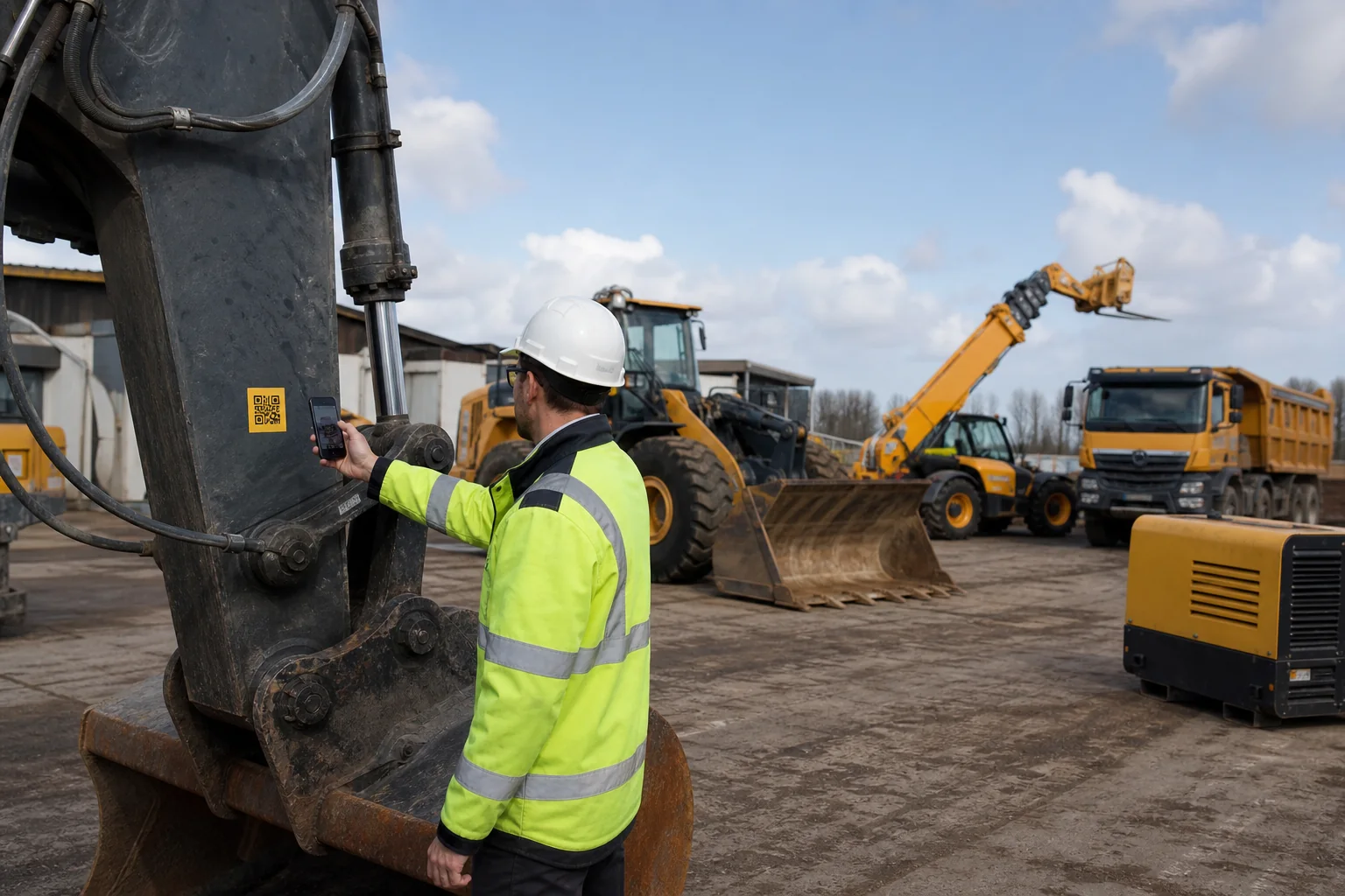 Bagger und Baumaschinen im Betriebshof